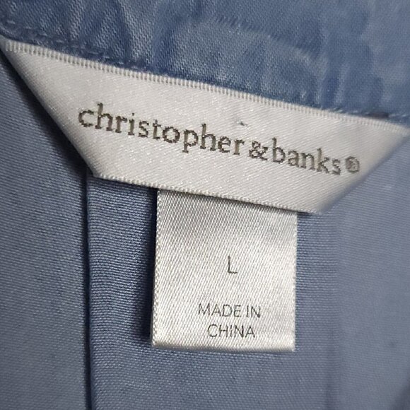 Christopher & Banks Blue Boho Lyocel Flowy Lyocel Top Large - Picture 4 of 7